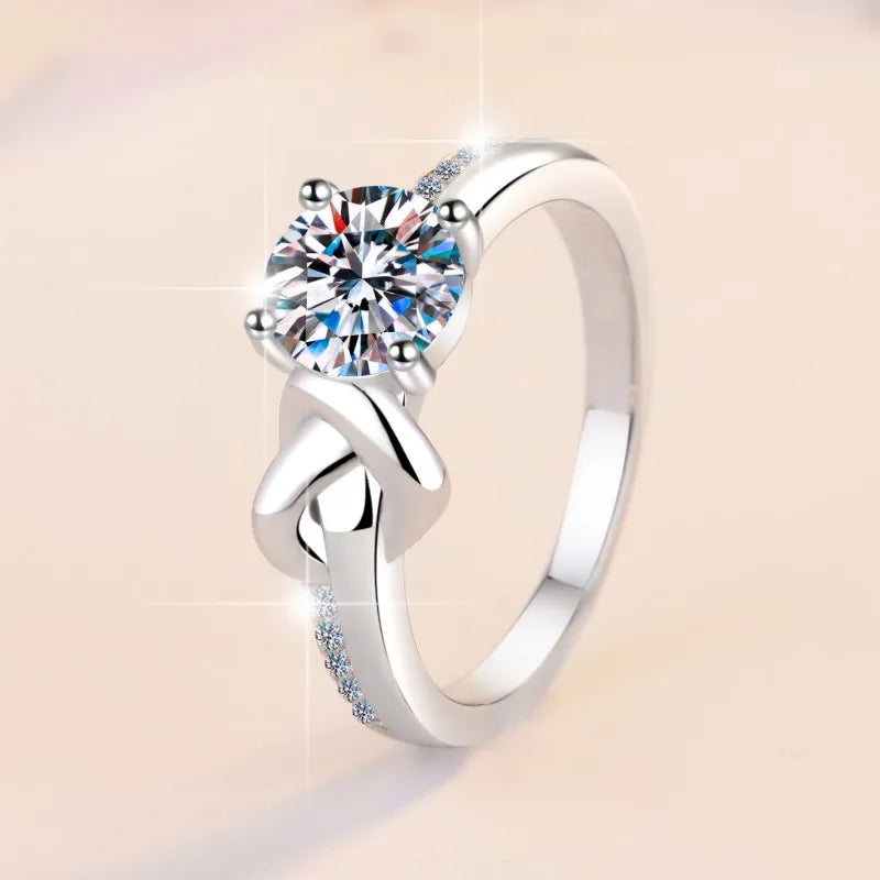 1ct Four Claw Moissanite Engagement Ring | GRA Certified | S925 Silver