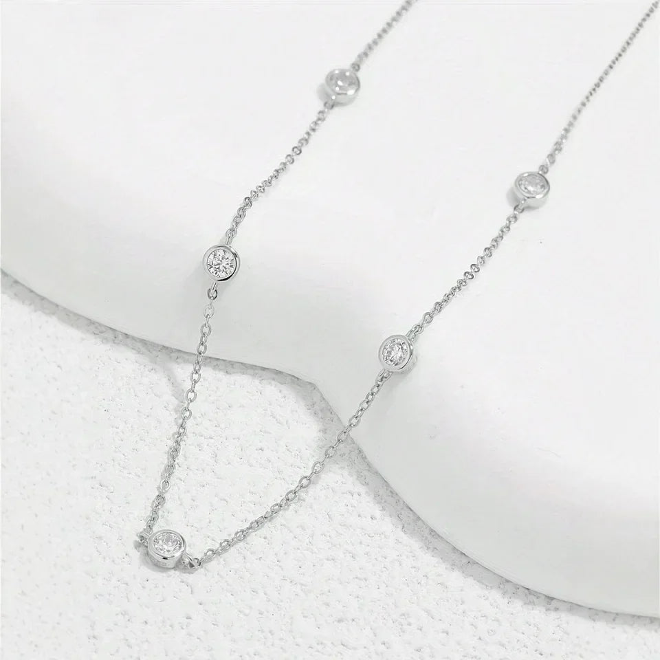 2.5 Carat Moissanite Bubble Chain Necklace | 925 Sterling Silver | Rhodium-Plated