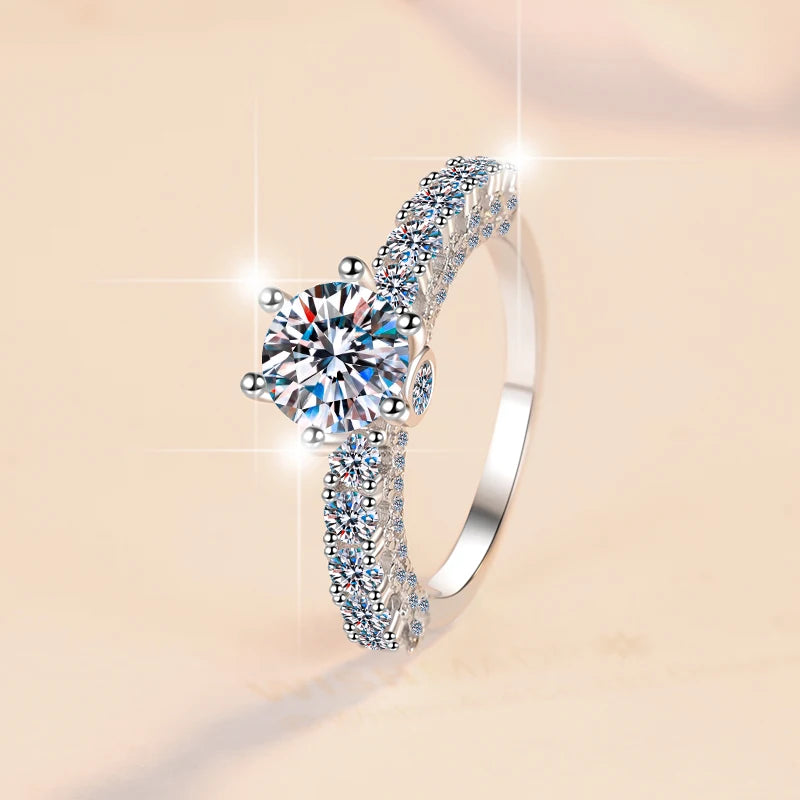Round Brilliant Moissanite Solitaire Ring | 1ct & 3ct VVS1 D Colour | GRA Certified | S925 Silver | Rhodium Plated