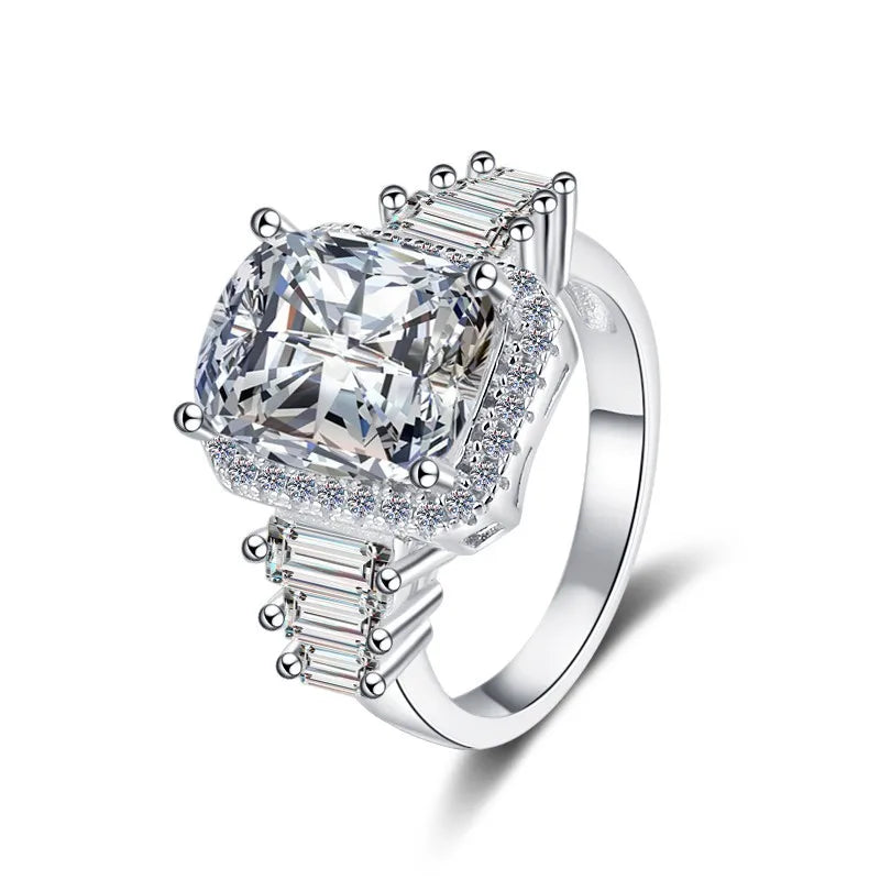 Cushion Cut Moissanite Solitaire Ring | 5CT | 925 Sterling Silver | Rhodium Finish | GRA Certified