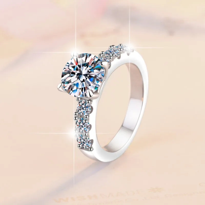 Round Brilliant 2ct Moissanite Stackable Ring | VVS1 D Colour | GRA Certified | S925 Silver
