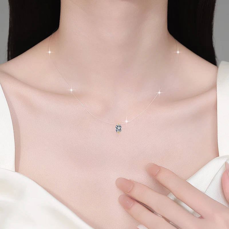 Oval Cut Moissanite Pendant Necklace | Rhodium Finish | S925 Sterling Silver | GRA Certified