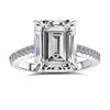 Emerald Cut Moissanite Engagement Ring | 2CT & 5CT | 925 Sterling Silver | Rhodium Finish | GRA Certified