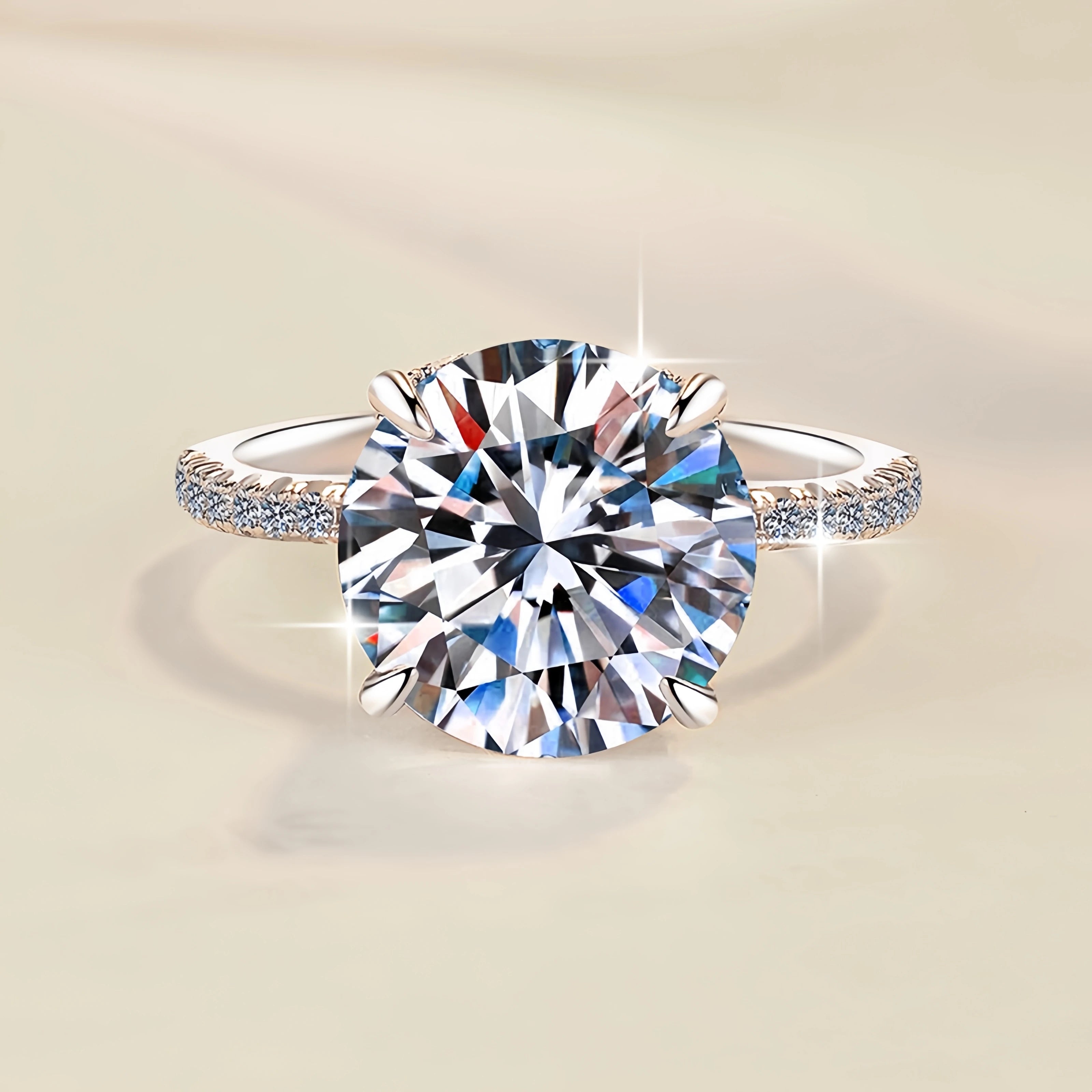 Four Claw Moissanite Solitaire Ring | 3CT & 5CT | 925 Sterling Silver | Rhodium Finish | GRA Certified