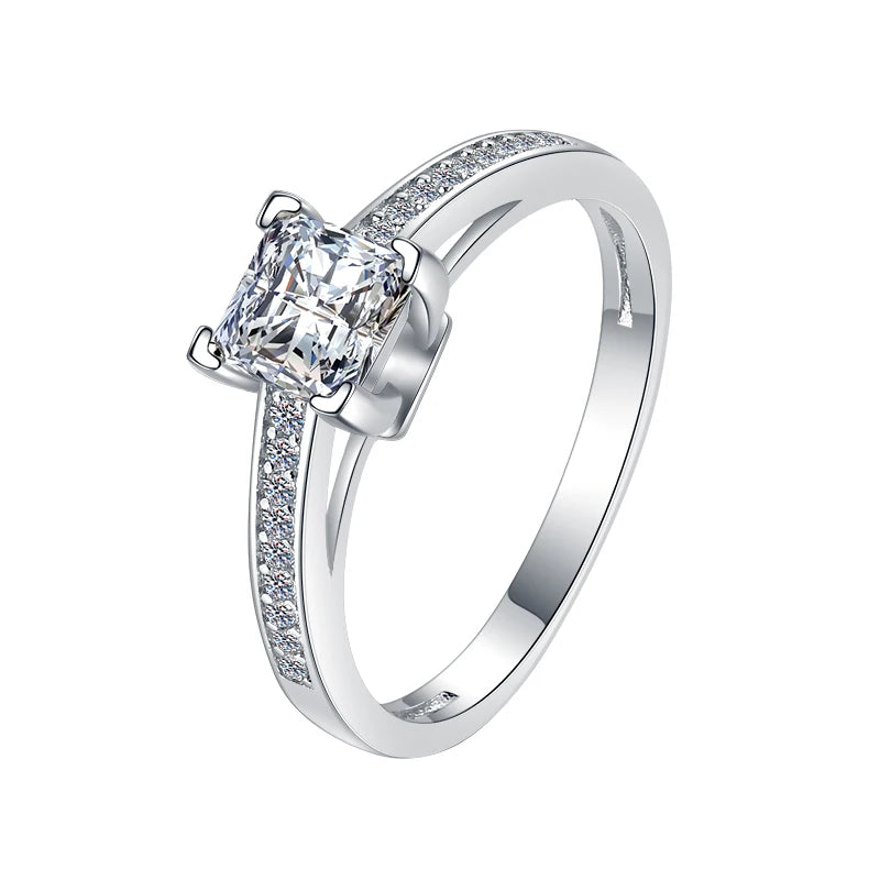 Princess Cut Moissanite Engagement Ring | 1.2ct VVS1 D Colour | GRA Certified | S925 Silver | Rhodium Plated