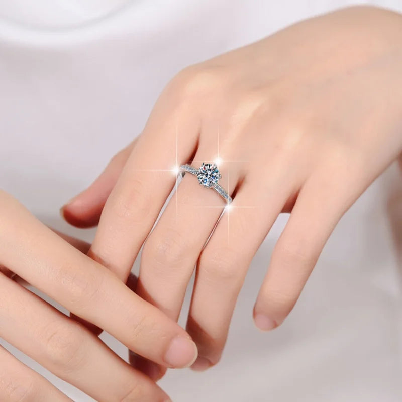 Round Brilliant Moissanite Solitaire Ring | 1ct–2ct VVS1 D Colour | GRA Certified | S925 Silver