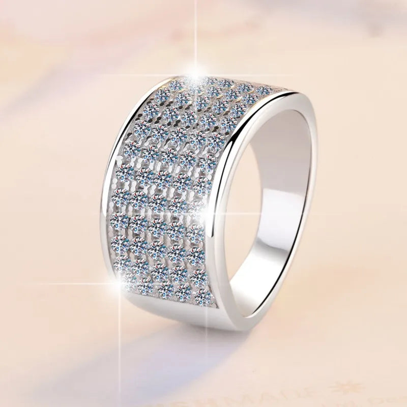 Classic Full Moissanite Eternity Band Ring – Rhodium Finish | S925 Sterling Silver | GRA Certified