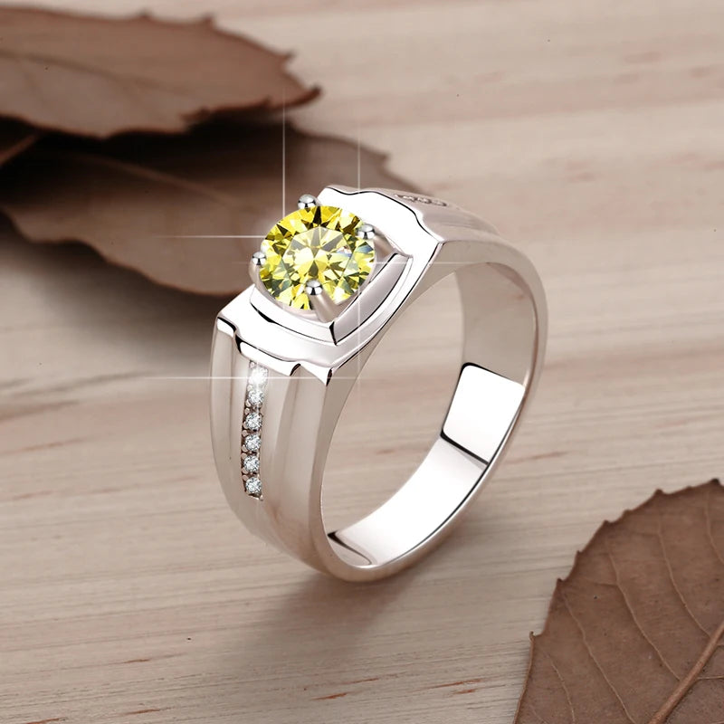 1Ct VVS1 Moissanite Ring Band | Rhodium Finish | 925 Sterling Silver