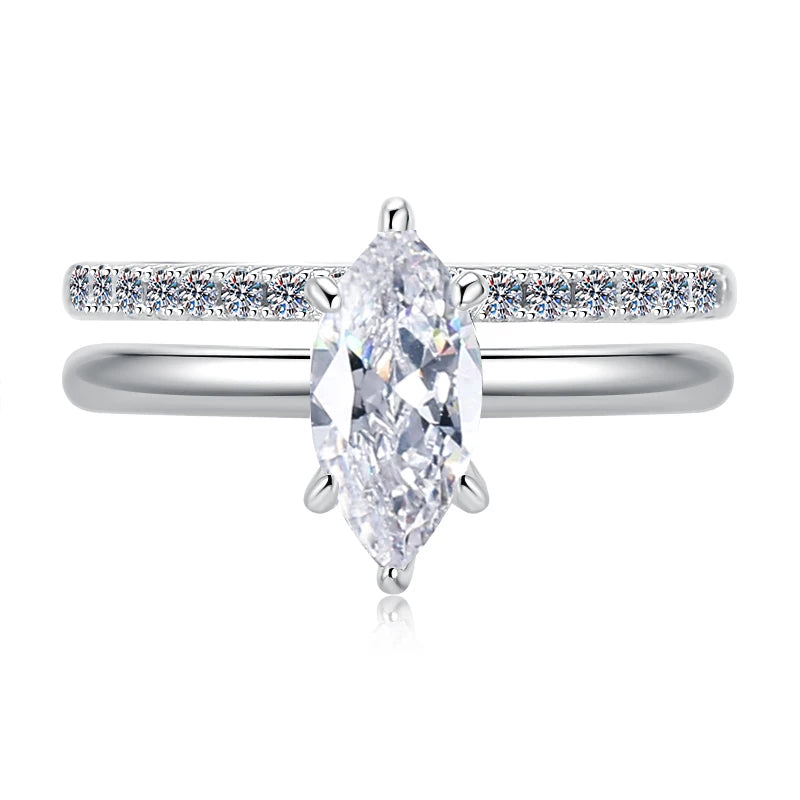 Six Claw Marquise Cut Moissanite Stackable Ring | GRA Certified | S925 Silver