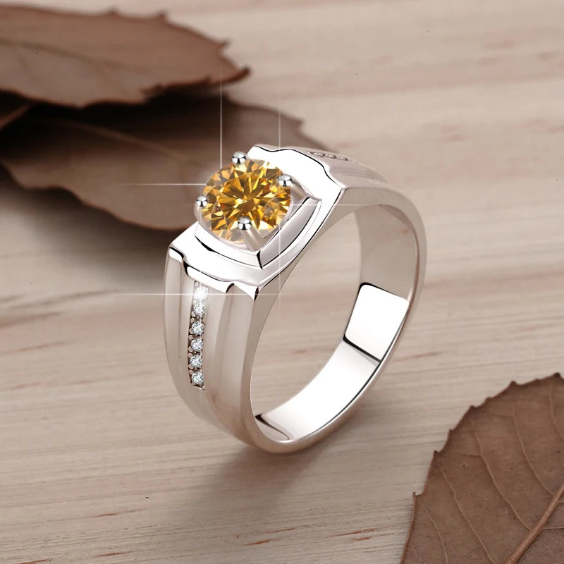 1Ct VVS1 Moissanite Ring Band | Rhodium Finish | 925 Sterling Silver