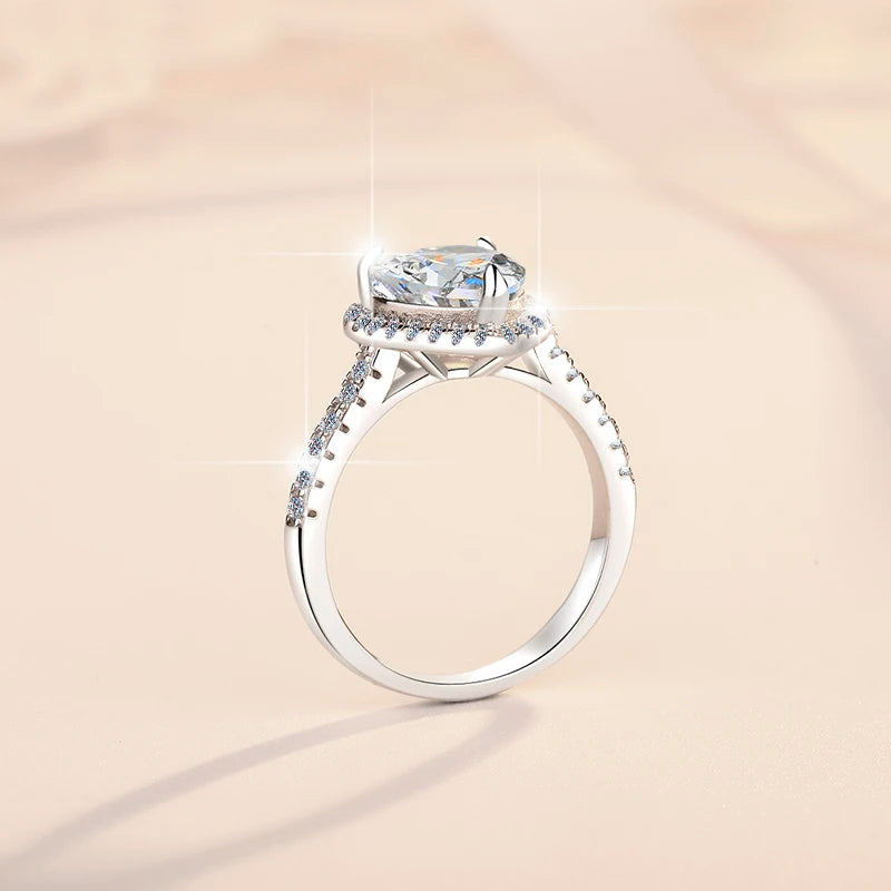 Heart Shape Moissanite Ring | GRA Certified | S925 Silver | White & Pink
