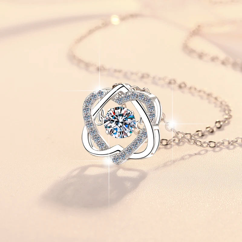 Heart Shape Moissanite Pendant Necklace | Rhodium Finish | S925 Sterling Silver | GRA Certified