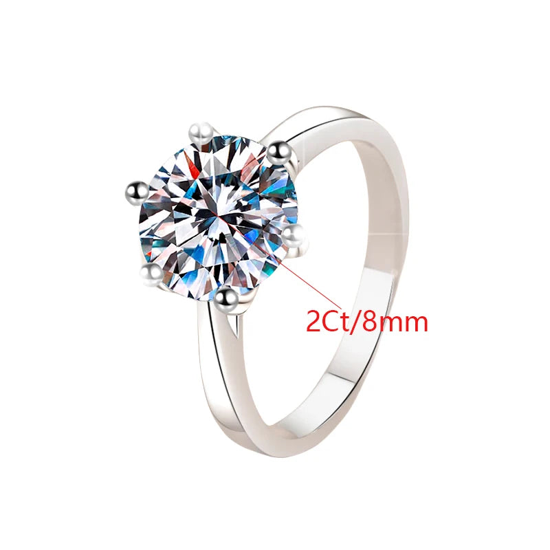 Round Brilliant Moissanite Ring | 0.3ct–3ct VVS1 D Colour | GRA Certified | S925 Silver