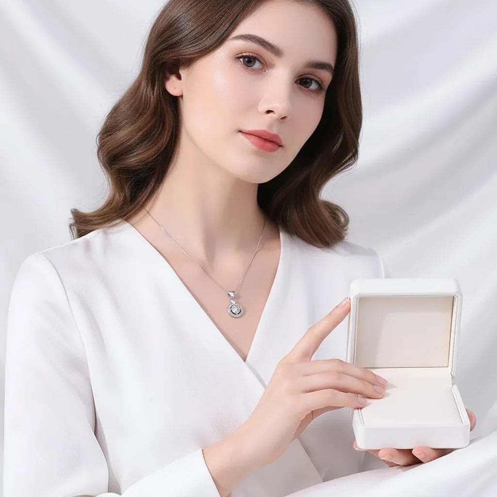 1CT S925 Fine Jewelry Diamond & Moissanite Necklace Pendant