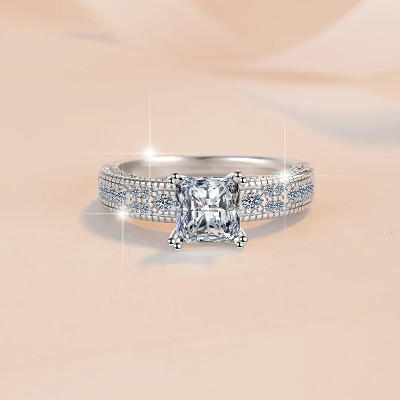 Princess Cut Moissanite Engagement Ring | 1.2ct VVS1 D Colour | GRA Certified | S925 Silver | Rhodium Plated