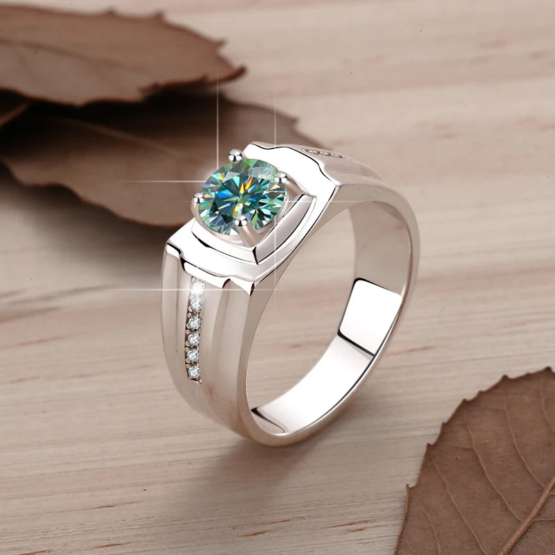 1Ct VVS1 Moissanite Ring Band | Rhodium Finish | 925 Sterling Silver