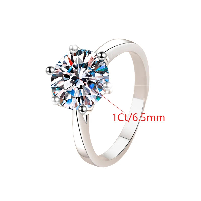 Round Brilliant Moissanite Ring | 0.3ct–3ct VVS1 D Colour | GRA Certified | S925 Silver