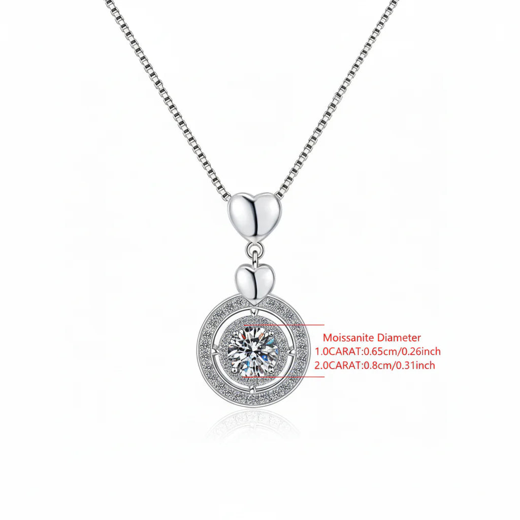 1CT S925 Fine Jewelry Diamond & Moissanite Necklace Pendant