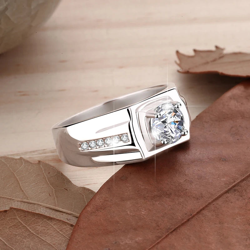 1Ct VVS1 Moissanite Ring Band | Rhodium Finish | 925 Sterling Silver