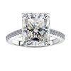 Radiant Cut Moissanite Engagement Ring | 2CT & 5CT | 925 Sterling Silver | Rhodium Finish | GRA Certified