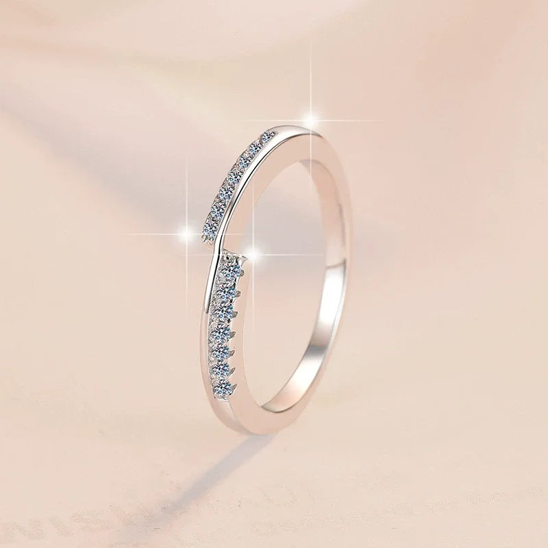 Möbius Strip Full Moissanite Stackable Band Ring – Rhodium Finish | S925 Sterling Silver | GRA Certified