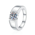 1Ct & 2Ct VVS1 Moissanite Men's Ring | Premium Claw Set | Rhodium Finish | 925 Sterling Silver | GRA Certified