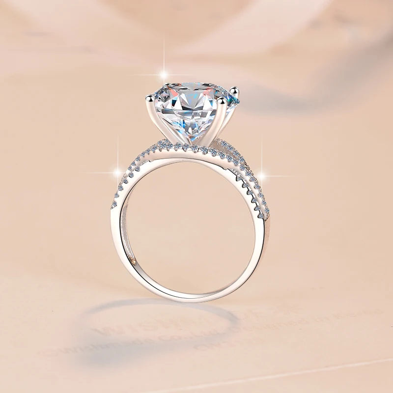 Four Claw Moissanite Solitaire Ring | 2ct & 5ct VVS1 D Colour | GRA Certified | S925 Silver | Rhodium Plated