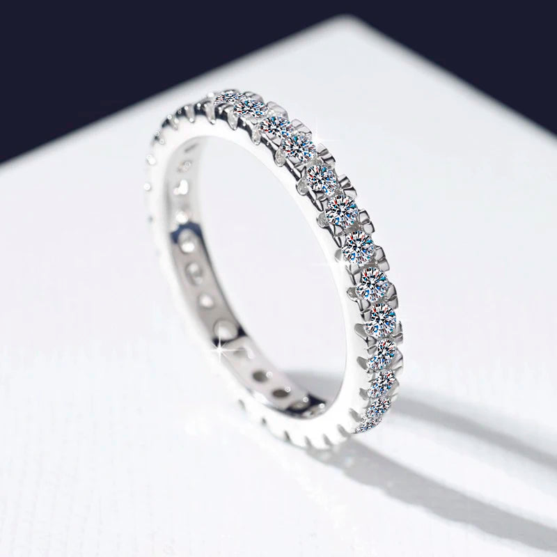 Minimalist 1CT Full Moissanite Everyday Ring – Rhodium Finish | S925 Sterling Silver | GRA Certified