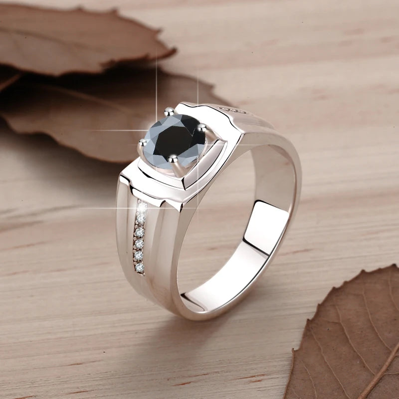 1Ct VVS1 Moissanite Ring Band | Rhodium Finish | 925 Sterling Silver