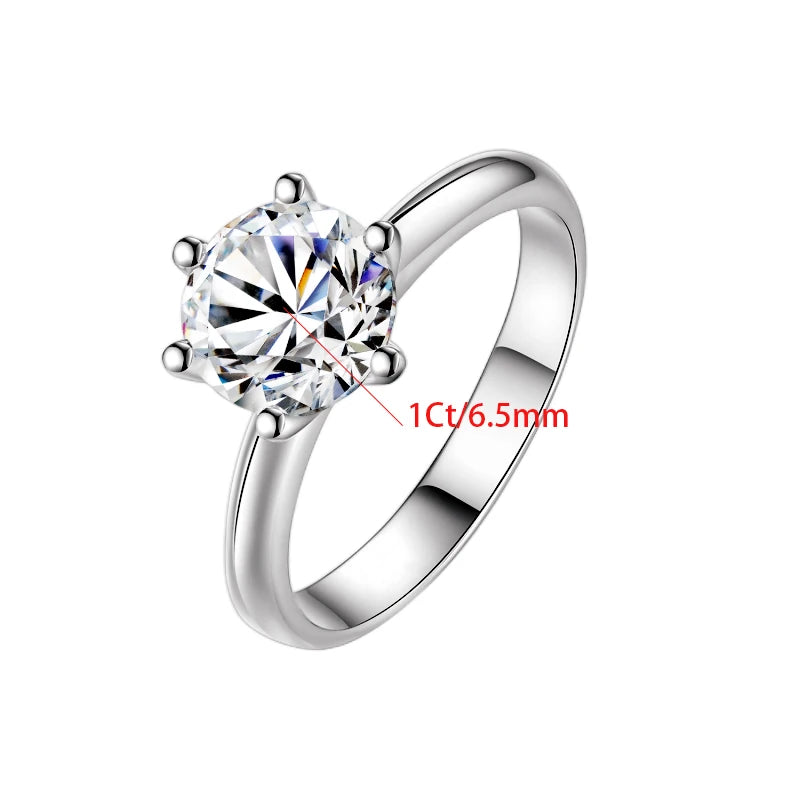 Six Claw Moissanite Solitaire Ring | 1ct VVS1 D Colour | GRA Certified | S925 Silver | Rhodium Plated