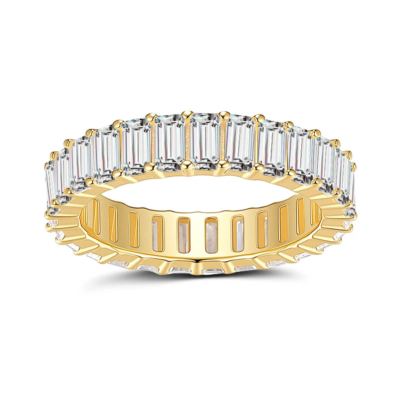Emerald Cut Moissanite Eternity Ring Band | GRA Certified | S925 Silver