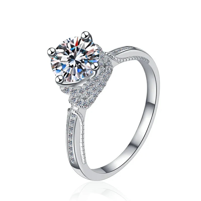 Round Brilliant Moissanite Claw Setting Solitaire Ring | 1ct VVS1 D Colour | GRA Certified | S925 Silver