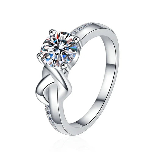 1ct Four Claw Moissanite Engagement Ring | GRA Certified | S925 Silver | Rhodium Plated