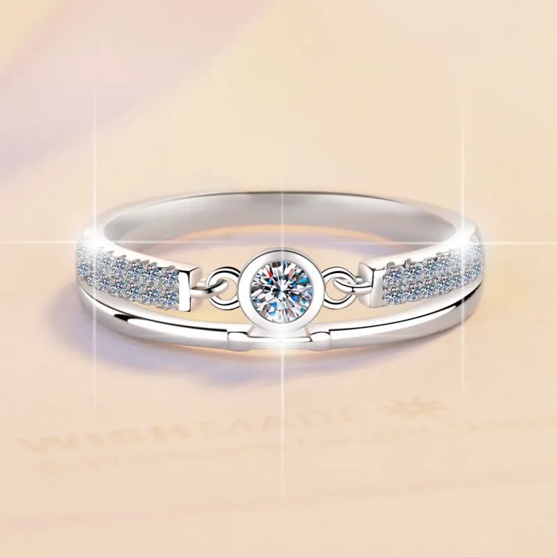 Minimalist 0.1CT Moissanite Bezel Ring – Rhodium Finish | S925 Sterling Silver | GRA Certified