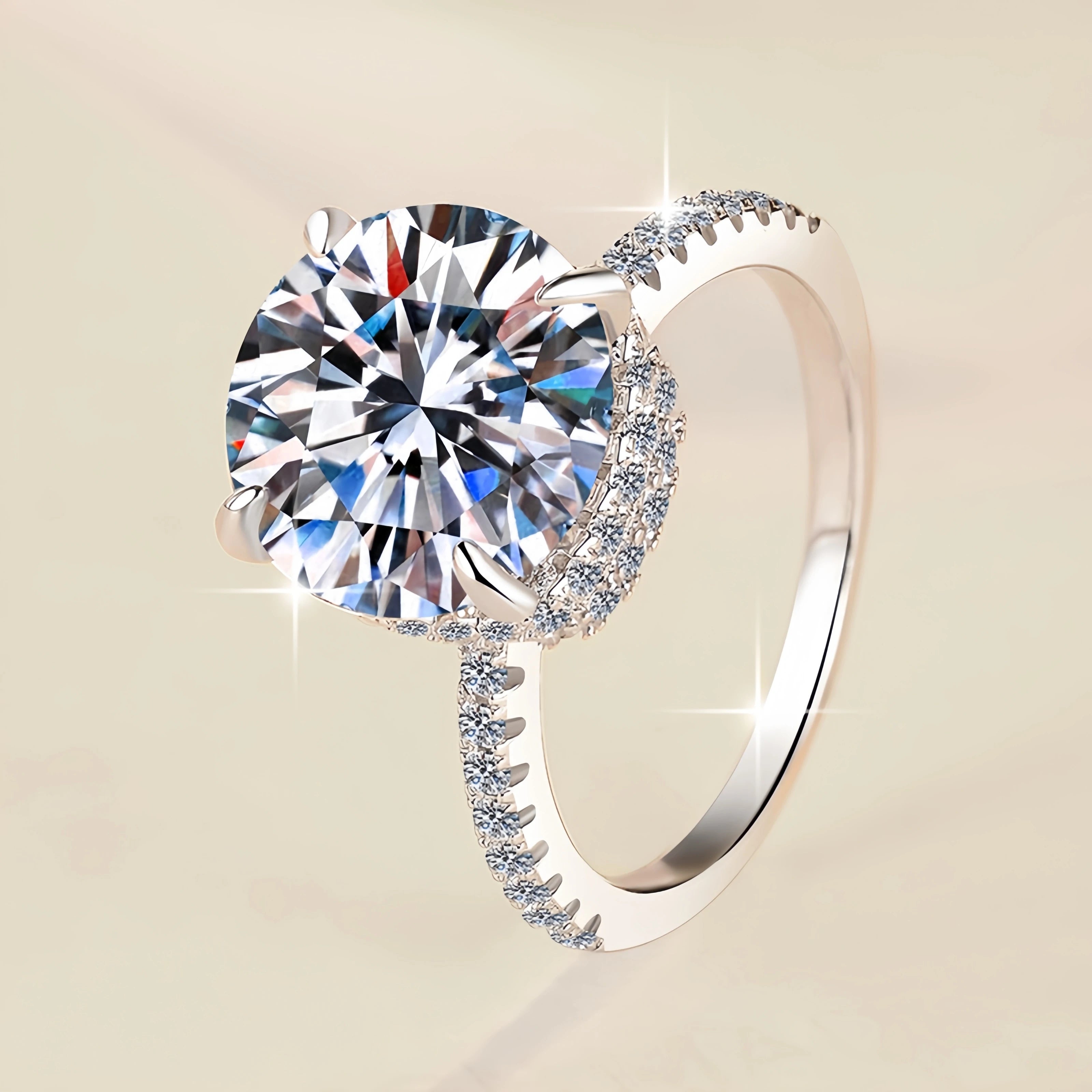 Four Claw Moissanite Solitaire Ring | 3CT & 5CT | 925 Sterling Silver | Rhodium Finish | GRA Certified