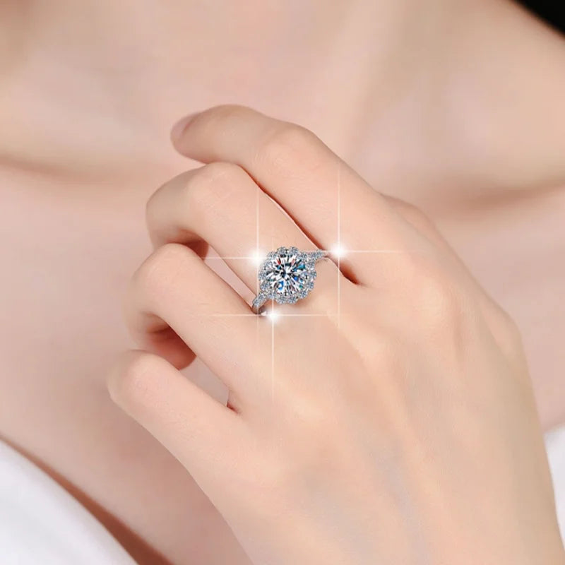 Round Brilliant Moissanite Band Ring | 2ct VVS1 D Colour | GRA Certified | S925 Silver