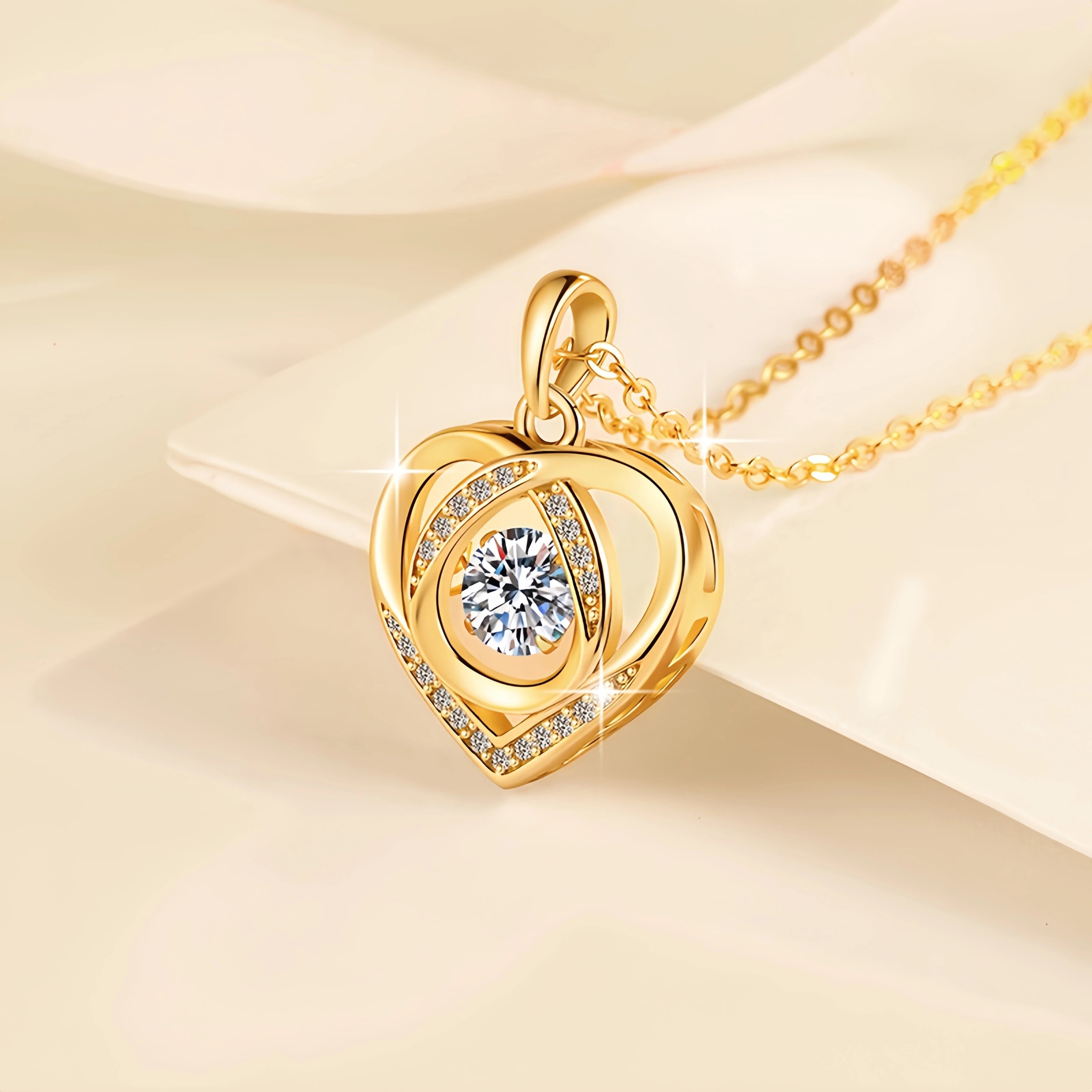 S925 Sterling Silver Heart Shape Moissanite Pendant Necklace – 18K Gold & Rhodium Finish | GRA Certified