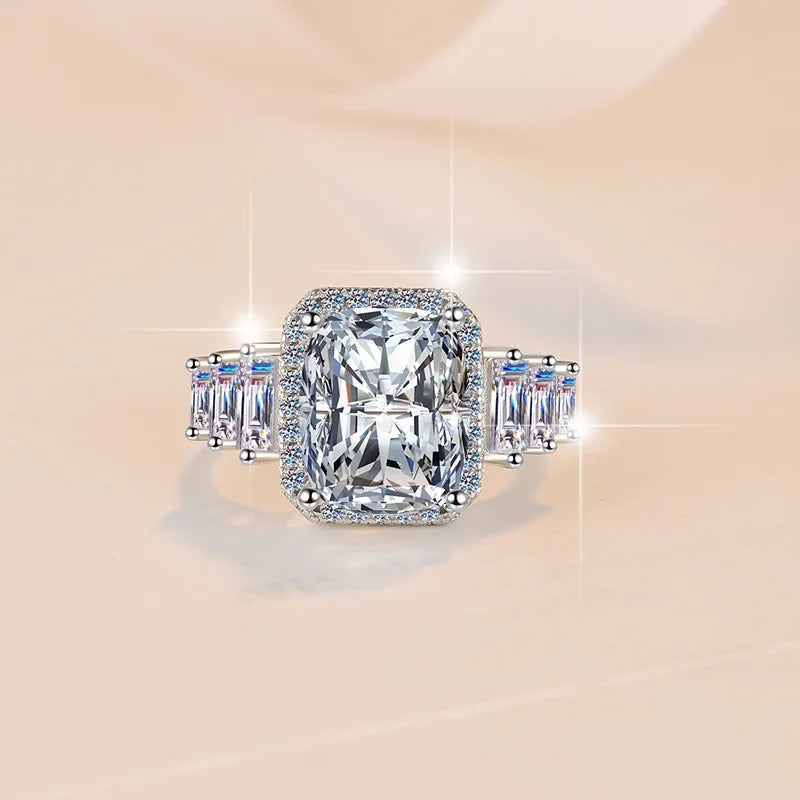 Cushion Cut Moissanite Solitaire Ring | 5CT | 925 Sterling Silver | Rhodium Finish | GRA Certified