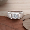 1Ct & 2Ct VVS1 Moissanite Men's Ring | Claw Set | Rhodium Finish | 925 Sterling Silver | GRA Certified