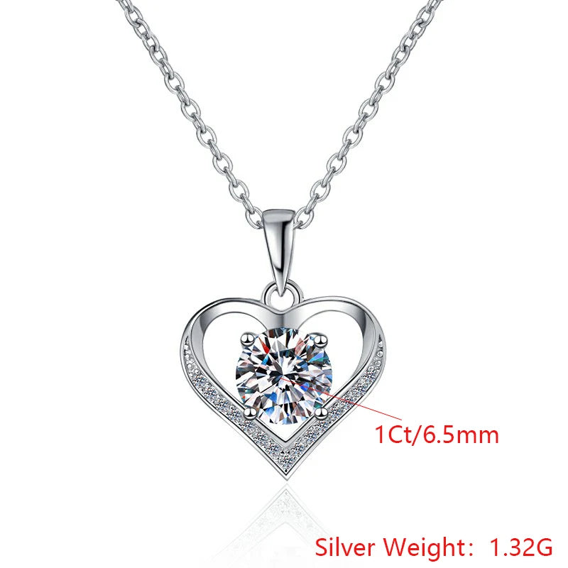 Heart Shape Moissanite Pendant Necklace | 18K Gold & Rhodium Finish | S925 Sterling Silver | GRA Certified