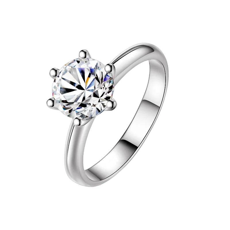 Six Claw Moissanite Solitaire Ring | 1ct VVS1 D Colour | GRA Certified | S925 Silver | Rhodium Plated