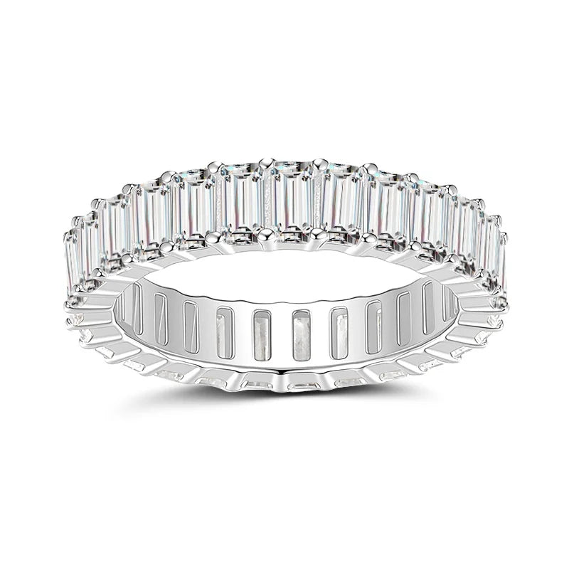 Emerald Cut Moissanite Eternity Ring Band | GRA Certified | S925 Silver