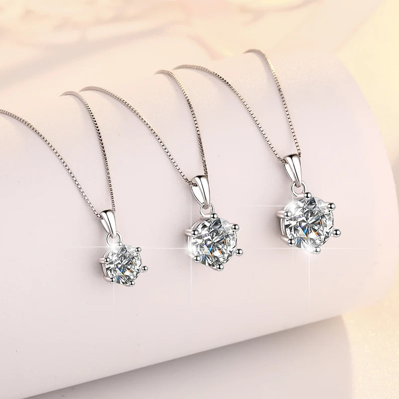 Moissanite Dangle Pendant Necklace | Rhodium Finish | S925 Sterling Silver | GRA Certified