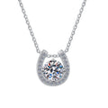 S925 Sterling Silver Horseshoe Moissanite Pendant Necklace – Rhodium Finish | GRA Certified