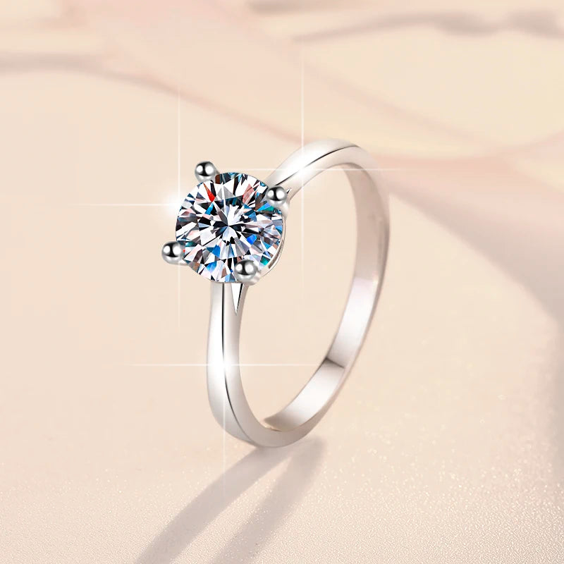 Round Brilliant Cut Moissanite Band Ring | GRA Certified | S925 Silver