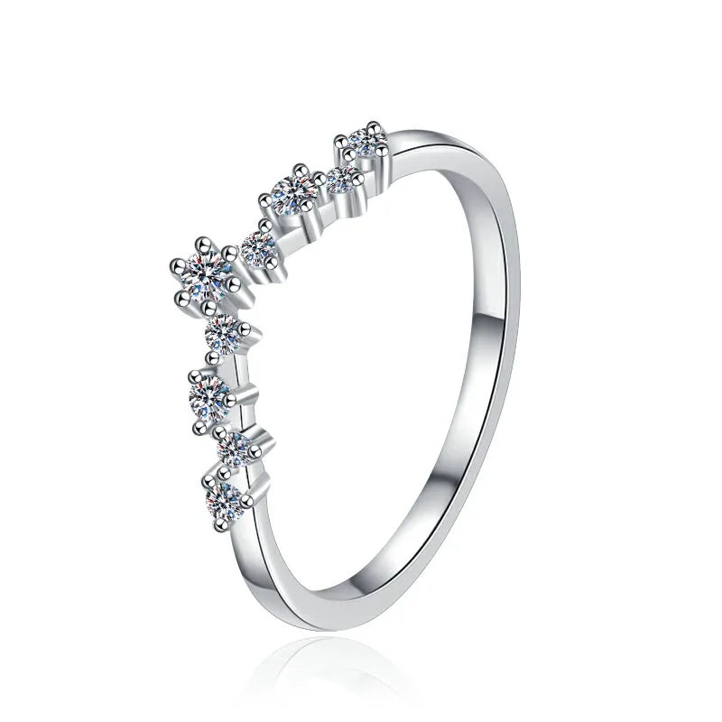 V-Letter Moissanite Eternity Band Ring – Rhodium Finish | S925 Sterling Silver | GRA Certified