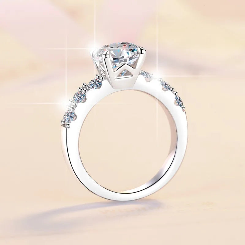 Round Brilliant 2ct Moissanite Stackable Ring | VVS1 D Colour | GRA Certified | S925 Silver
