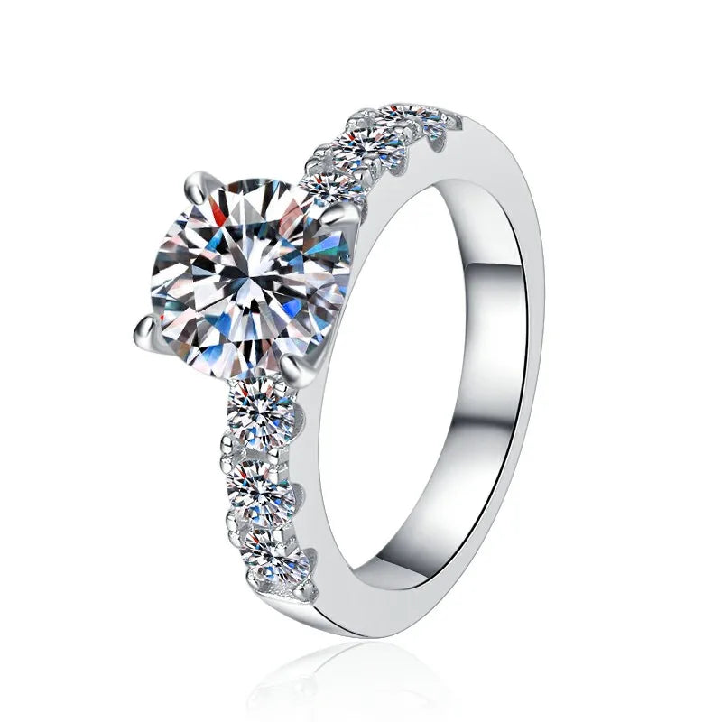 Round Brilliant 2ct Moissanite Stackable Ring | VVS1 D Colour | GRA Certified | S925 Silver