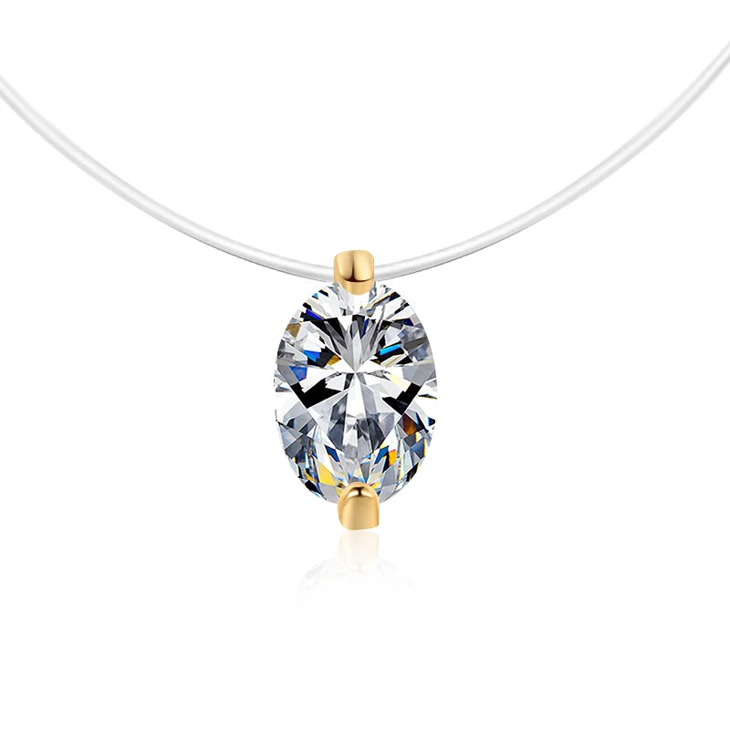 Oval Cut Moissanite Pendant Necklace | Rhodium Finish | S925 Sterling Silver | GRA Certified