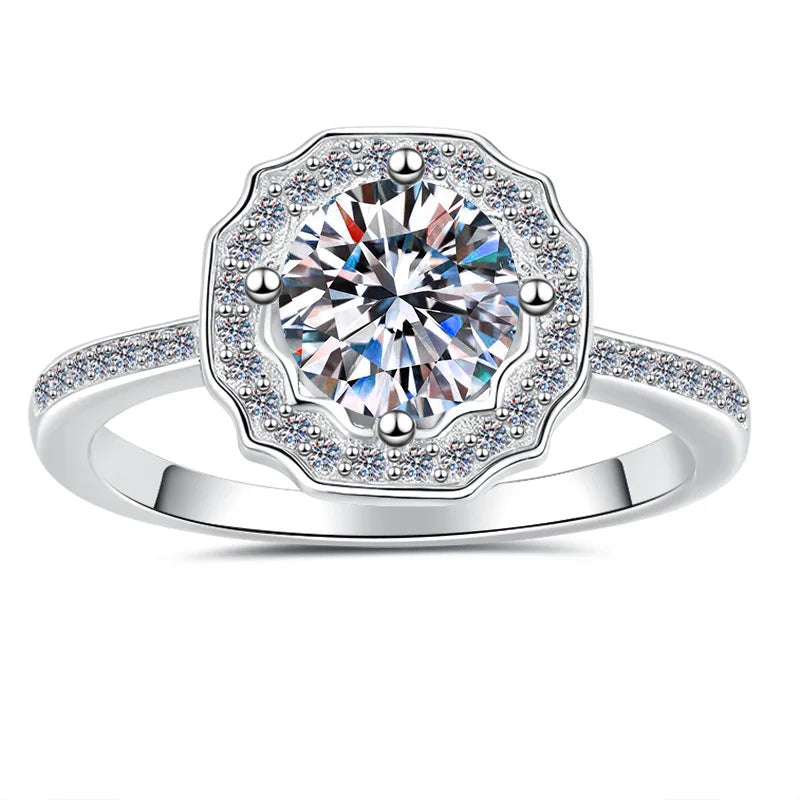 Round Brilliant Moissanite Claw Setting Ring | 1ct–2ct VVS1 D Colour | GRA Certified | S925 Silver